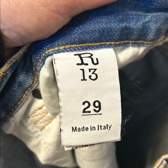 R13 crossover crop Blue Acid Wash Jeans - Picture 4 of 5